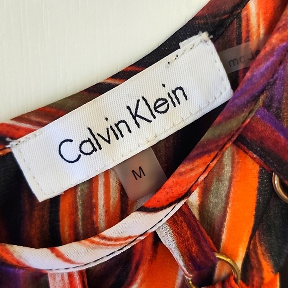 🔥SALE Calvin Klein Women's Sleeveless Multi-Colored Blouse - Picture 6 of 7